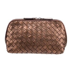 Bottega Veneta Intrecciato Brown Cosmetic Bag / Leather Pouch